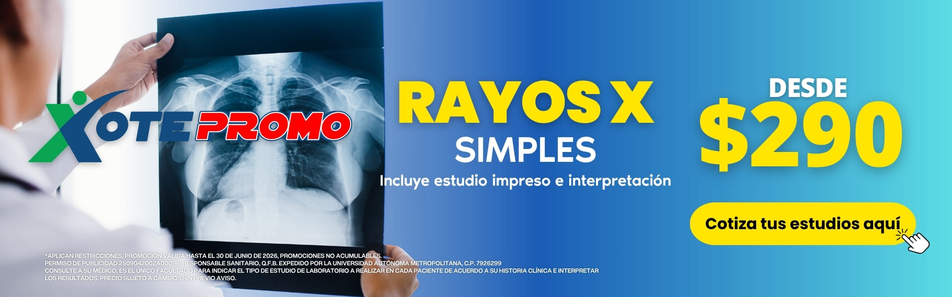 Promoción de Rayos X en Laboratorio Xotepingo CDMX