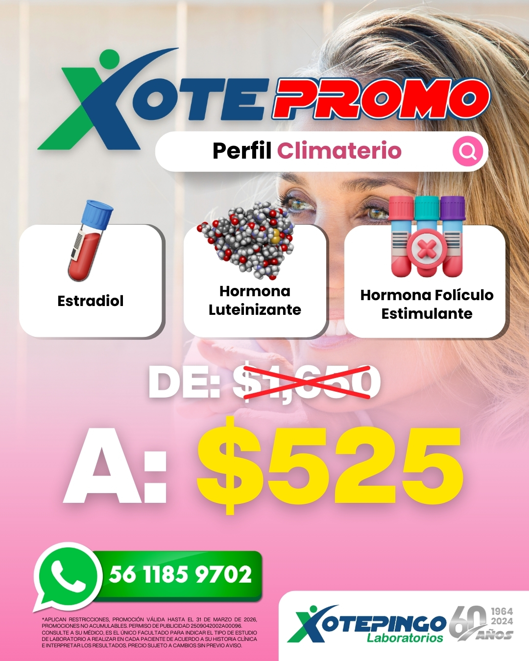 Perfil hormonal para climaterio en Laboratorio Xotepingo Ciudad de México